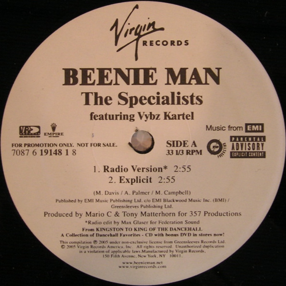 Beenie Man Specialist Reggae Remix WLB Promo 12"